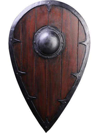 Trollfelsen  Eisenbeschlagenes LARP-Tropfenschild Holzoptik 'Erin' 